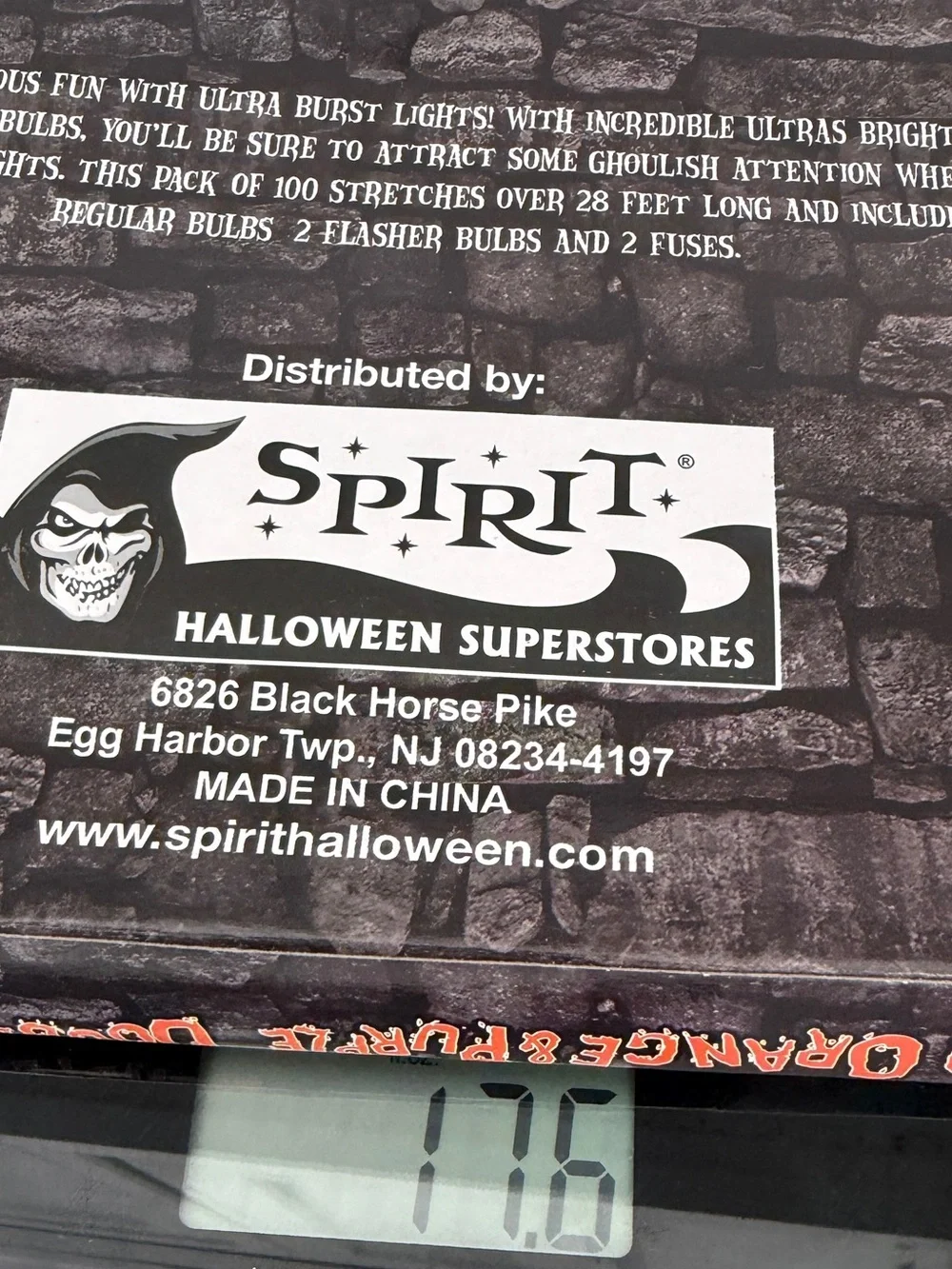 Spirit Halloween 100 Orange and Purple Double Lights set 25.5 feet New